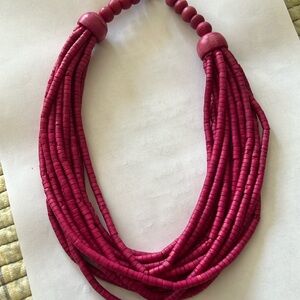 Chicos brand beaded necklace magenta color Measures 19 inches EUC